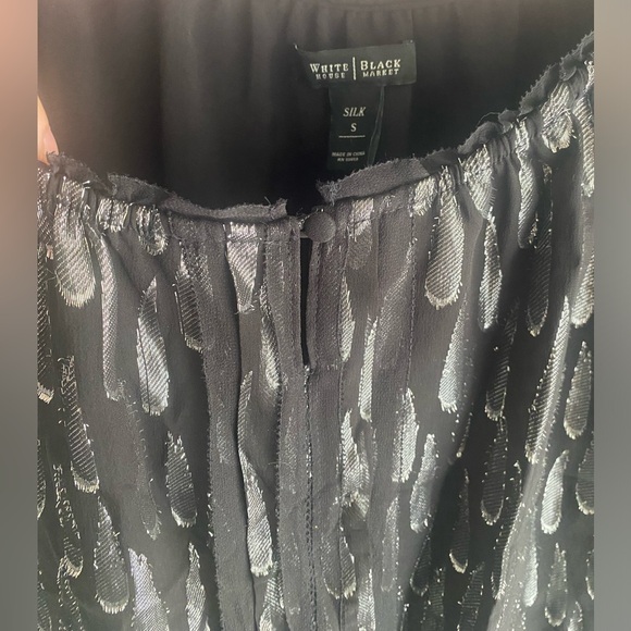 WHBM Black & Silver Metallic Teardrop Long Sleeve Top - Picture 8 of 9